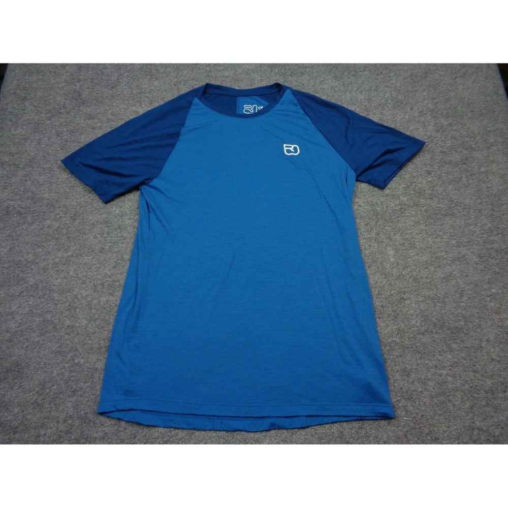 Ortovox Merino Wool Shirt Mens Small Blue Short Sleeve Base Layer Outdoors